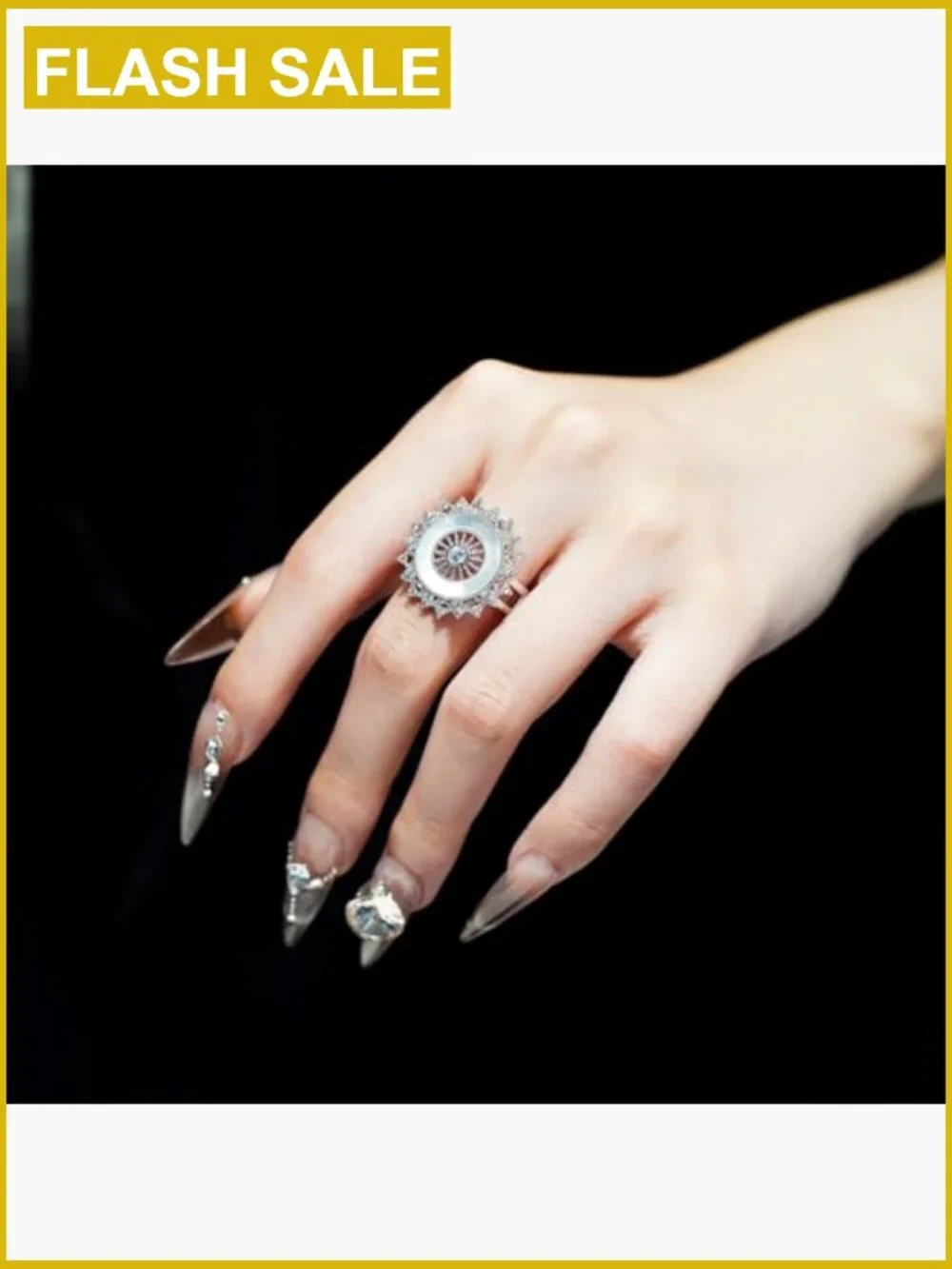 Adjustable Wide Band Ring with Cubic Zirconia, Non-Tarnish 18K Gold/Platinum